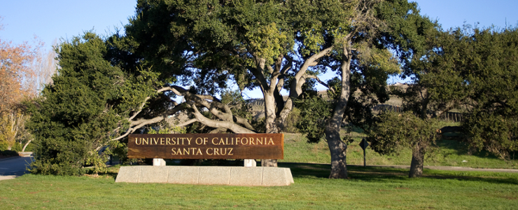 uc santa cruz sign in front of trees